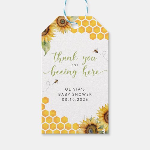 Honey Bee Floral Baby Shower Thank You Gift Tags