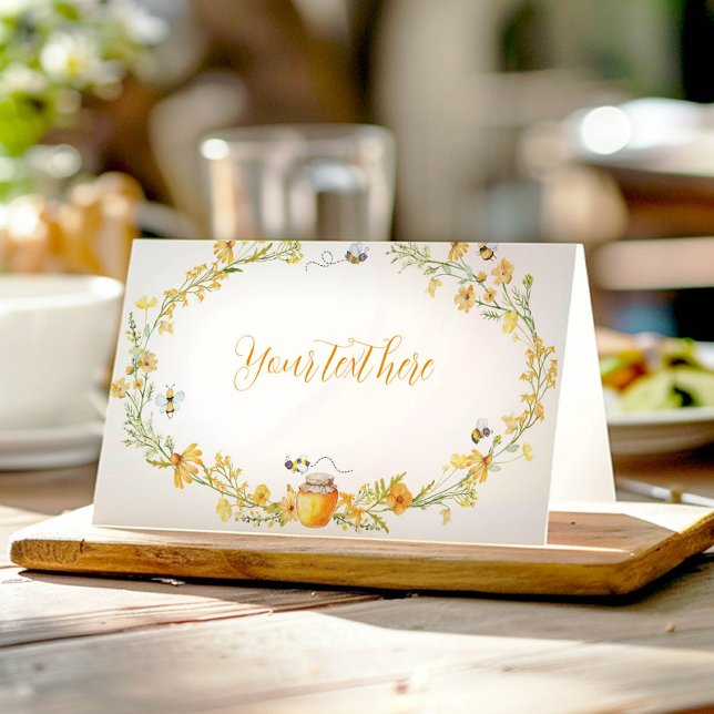 Honey Bee Floral Birthday Party Place Card (Creator Uploaded)