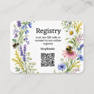 Honey Bee Floral Bridal shower Registry Enclosure Card