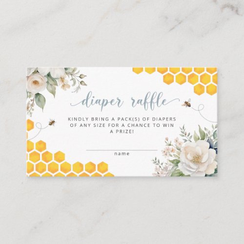 Honey Bee Floral Diaper Raffle  Enclosure Card