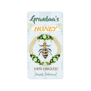 Honey Bee Floral Garden Honeycomb Pattern Label
