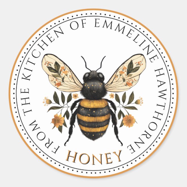 Honey Bee Floral Honey Label (Front)