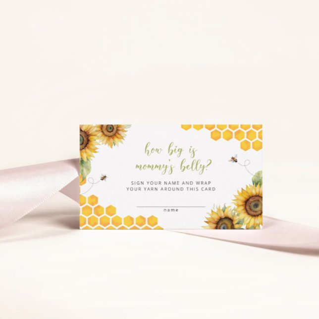 Honey Bee Floral How Big Is Mommy's Belly Game Enclosure Card (Creator Uploaded)