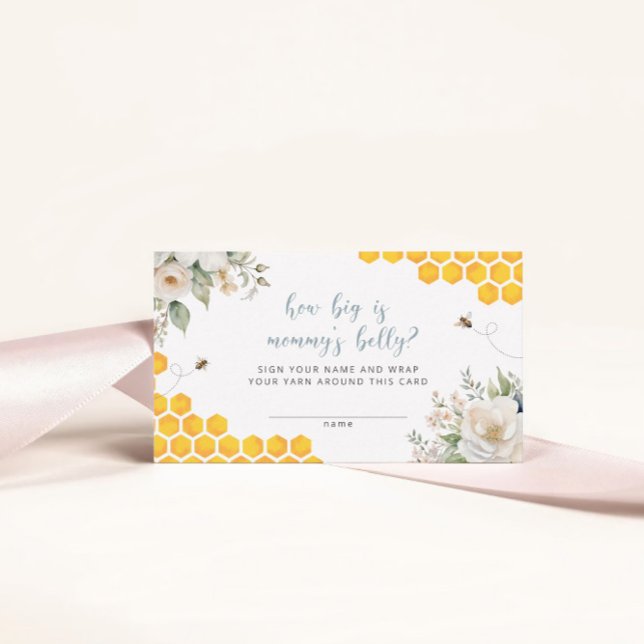 Honey Bee Floral How Big Is Mommy's Belly Game Enclosure Card (Creator Uploaded)