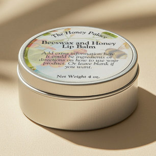 Honey Bee Floral Lip Balm Tin Label