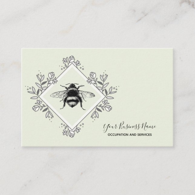 Honey Bee Floral Logo  Business Card (Front)