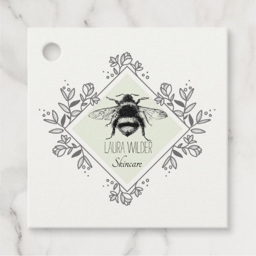 Honey Bee Floral Logo Skincare Products Favor Tags