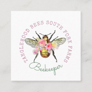 Honey Bee Floral Square Business Card