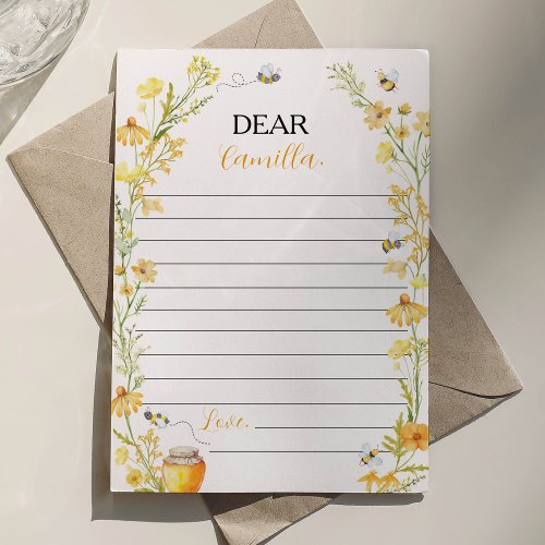 Honey Bee Floral Time Capsule Note Message Card