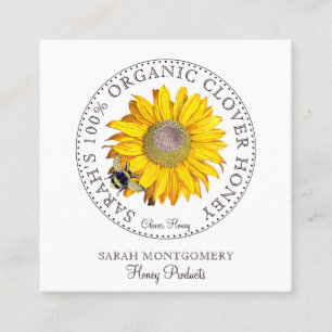 Honey Bee Flower Honey Products Square Business C Square Business Card