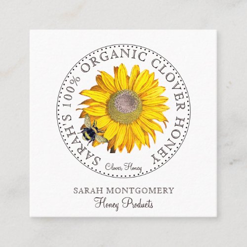 Honey Bee Flower Honey Products  Square Business C Square Business Card