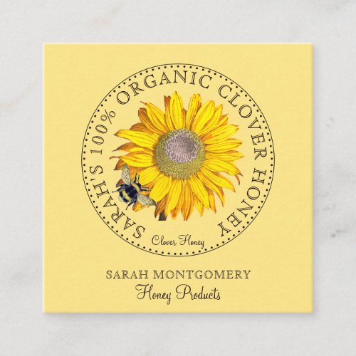 Honey Bee Flower Honey Products  Square Business Card
