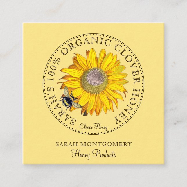 Honey Bee Flower Honey Products  Square Business Card (Front)