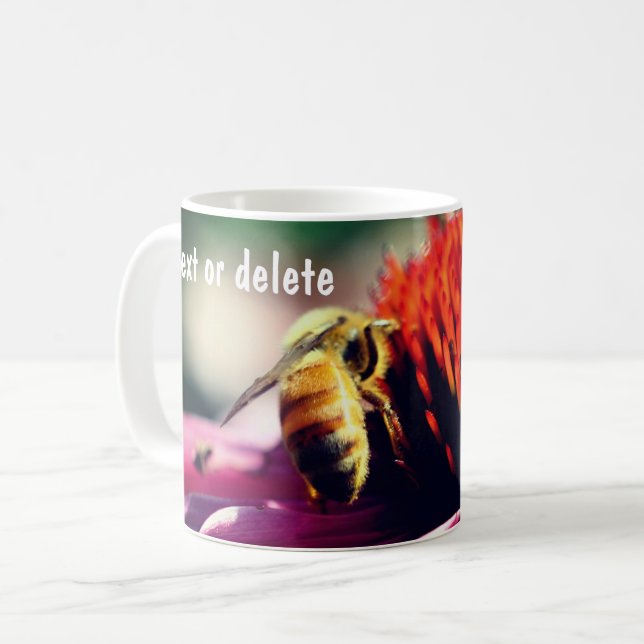 Honey Bee Flower Personalized Coffee Mug (Front Left)
