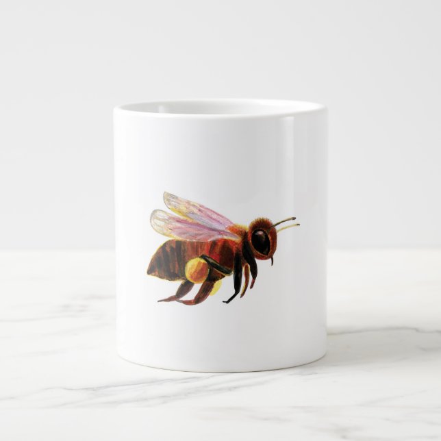 Honey Bee Flying  Giant Coffee Mug (Front)