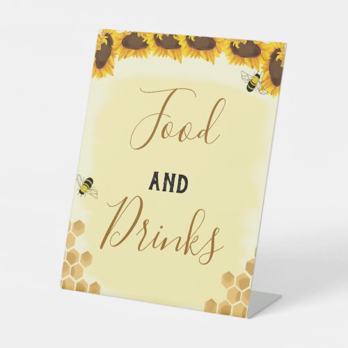 Honey Bee Food and Drinks Pedestal Sign