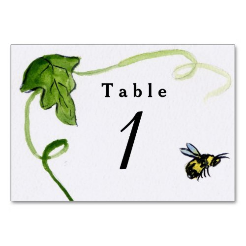 Honey Bee Garden Personalized Number Table Card
