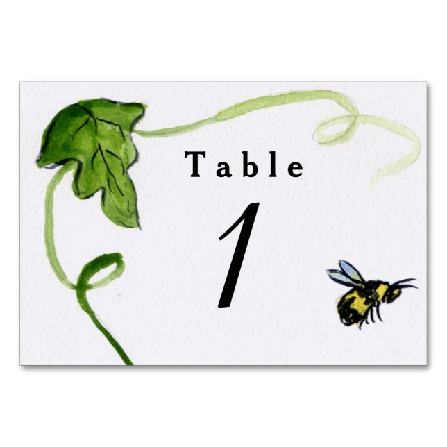 Honey Bee Garden Personalized Number Table Card (Front)
