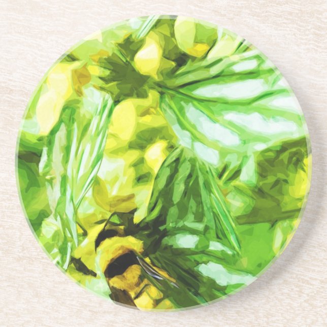 Honey Bee Gathering Pollen Abstract Impressionism Drink Coaster (Front)