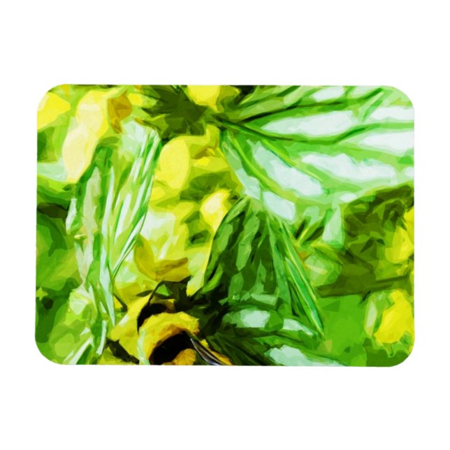 Honey Bee Gathering Pollen Abstract Impressionism Magnet (Horizontal)