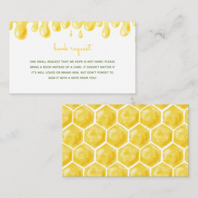 Honey Bee Gender Neutral Baby Shower Book Request Enclosure Card (Front/Back)