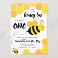Honey Bee Girls First Birthday Invitation