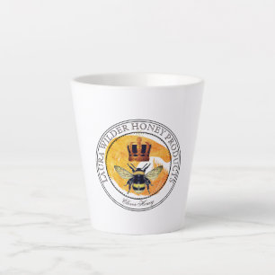 Honey Bee Gold Crown Round Logo Honey Products Latte Mug