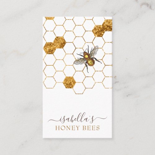 Honey Bee Gold Foil Apiary Beekeeper Products Business Card
