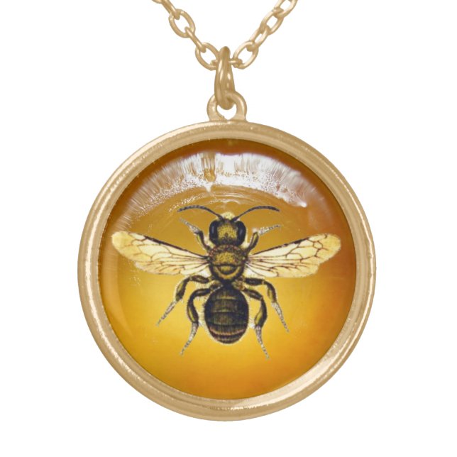 HONEY BEE GOLD PLATED NECKLACE (Front)