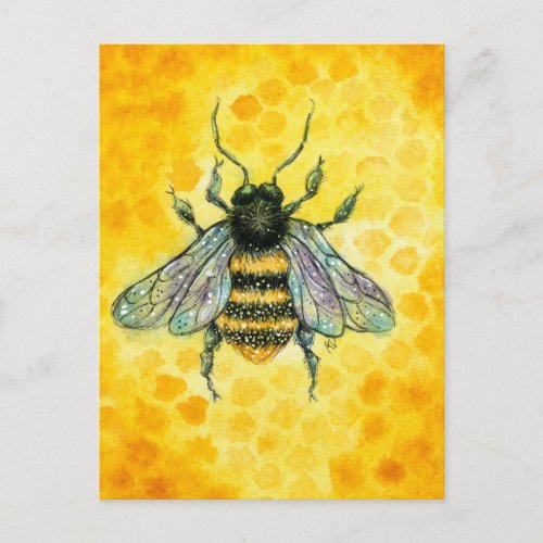 Honey Bee gold postcard