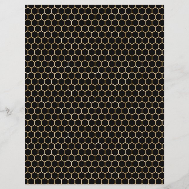 Honey Bee Golden Honeycomb Scrapbook Paper Sheet (Front)