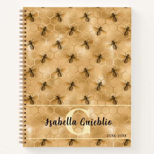 Honey Bee Golden Notebook