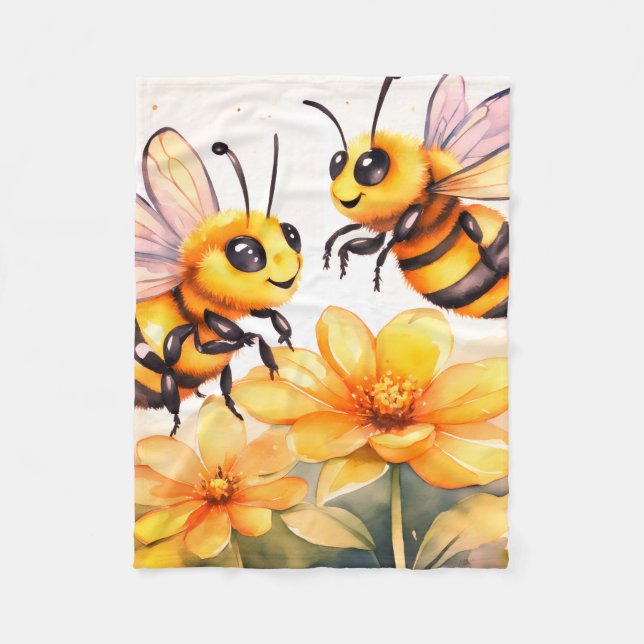 Honey Bee Gossip Fleece Blanket (Front)