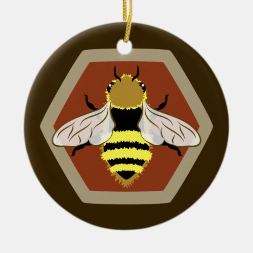 Honey Bee Graphic Ceramic Ornament