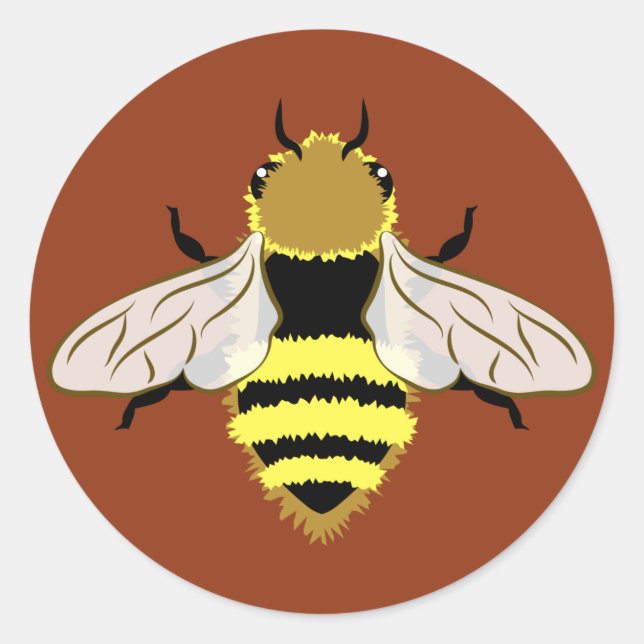 Honey Bee Graphic Classic Round Sticker (Front)