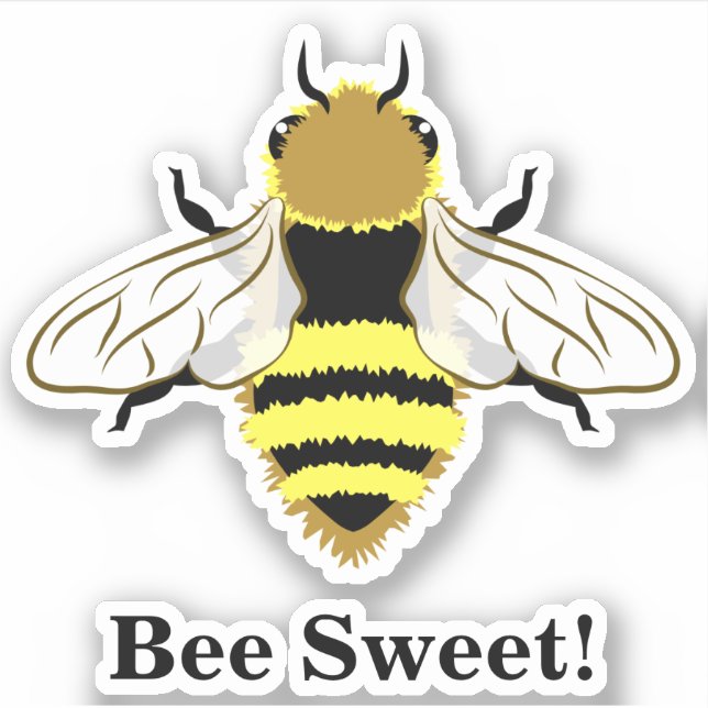 Honey Bee Graphic with Custom Text Sticker (Front)