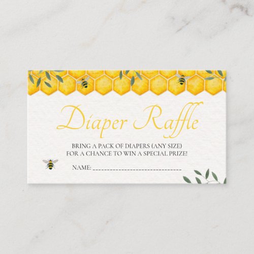 Honey Bee Greenery Baby Shower Diaper Raffle Enclosure Card