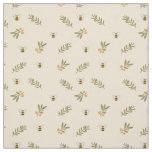 Honey Bee Greenery Pastel Almond Fabric