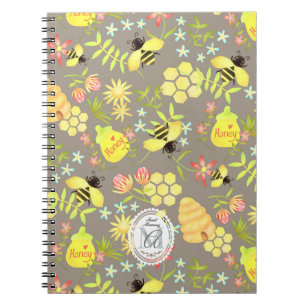 Honey Bee Grey Notebook