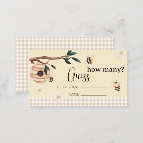 Honey Bee Guess How Many Baby Shower Enclosure Card