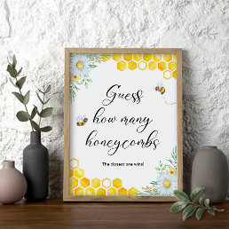 Honey Bee Guess How Many Honeycombs Game Poster