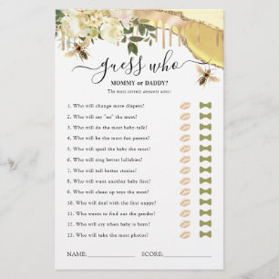 Honey Bee Guessing Baby Shower Game