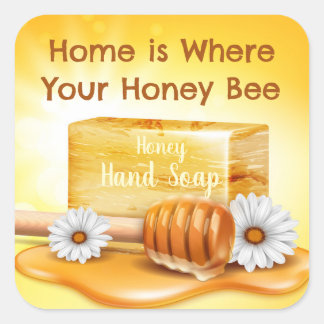 Honey Bee Hand Soap Square Sticker