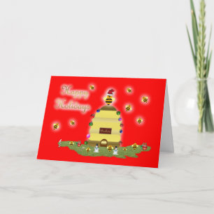 Honey bee happy holidays honey bee apiary buzz holiday card