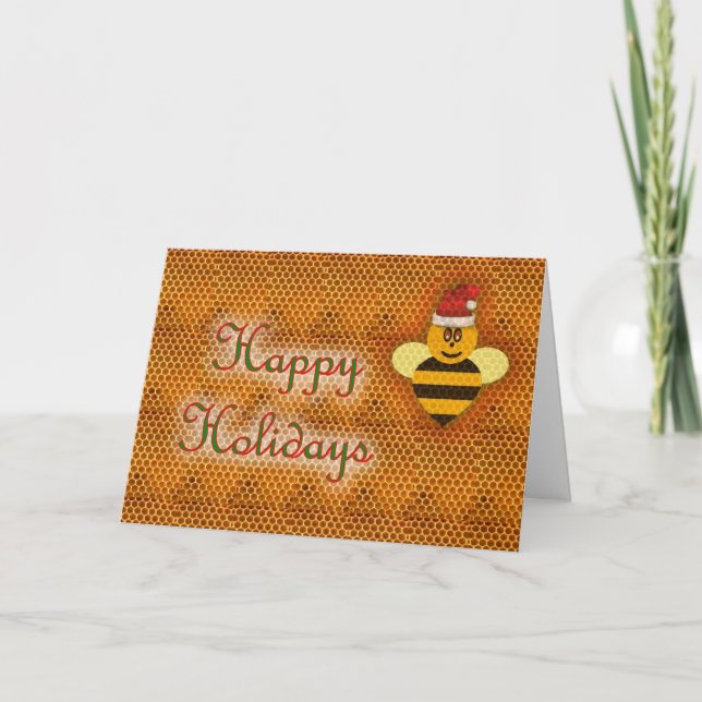 Honey bee happy holidays honey bee apiary buzz holiday card (Front)