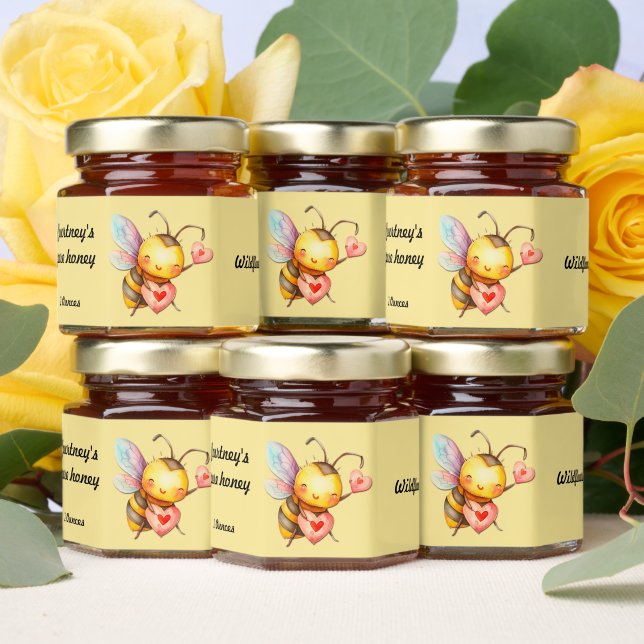 Honey Bee & Heart   honey jar favors (Insitu)