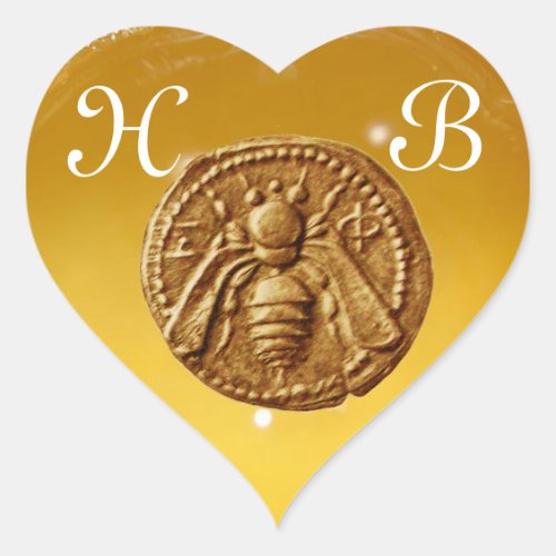 HONEY BEE  HEART MONOGRAM HEART STICKER