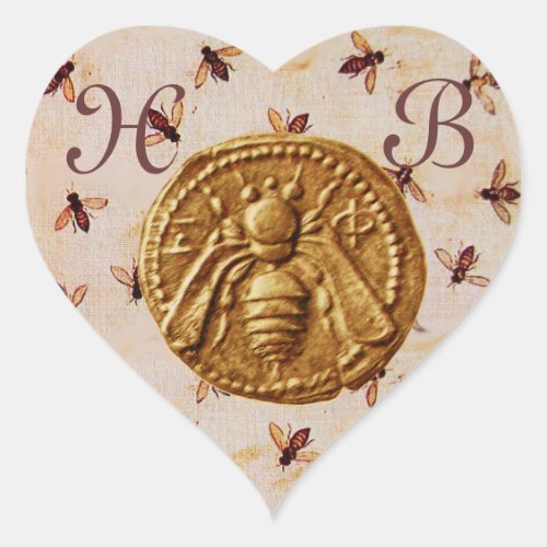 HONEY BEE  HEART MONOGRAM HEART STICKER