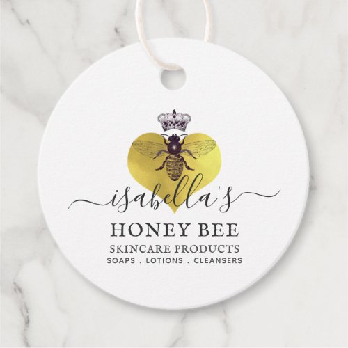 Honey Bee Heart Skincare Faux Gold Foil  Favor Tags