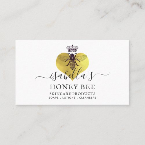 Honey Bee Heart Skincare Gold Foil On White Business Card